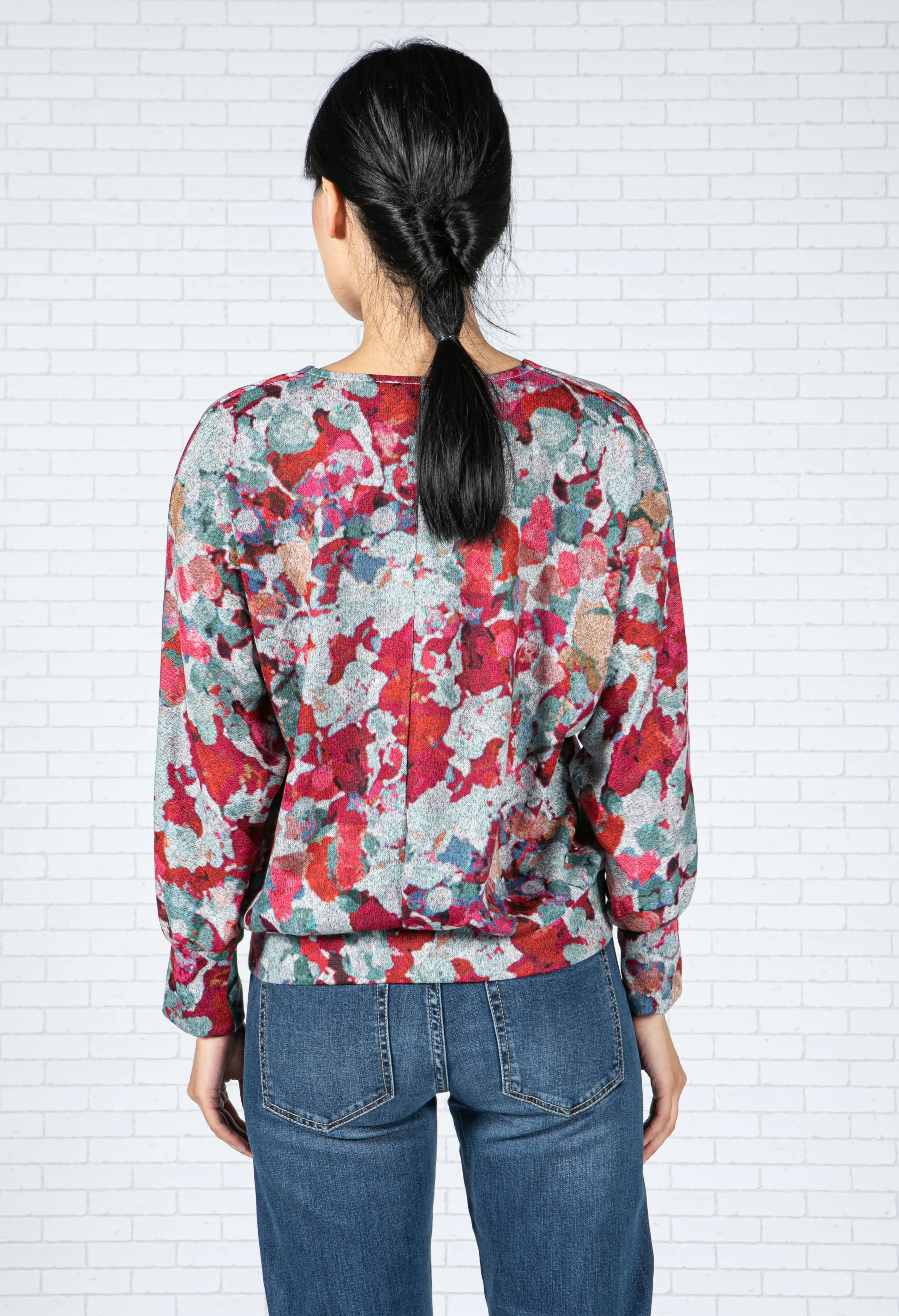 Floral Design Knit Top