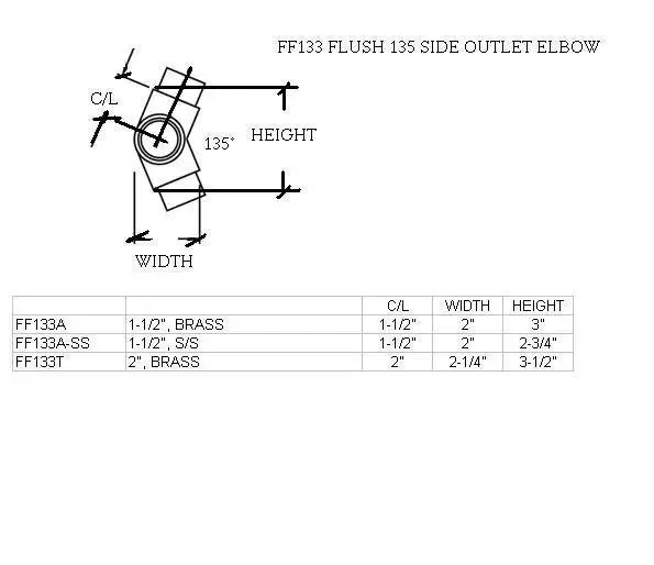 Flush 135° Side Outlet Elbow for 2" Tubing