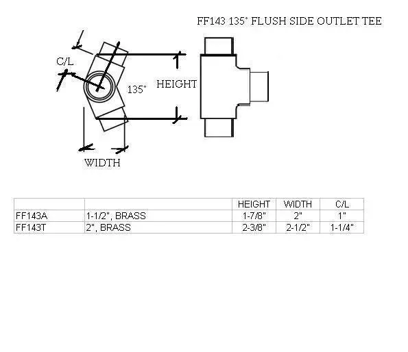 Flush 135° Side Outlet Tee for 2" Tubing