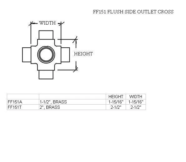 Flush Side Outlet Cross for 2" Tubing