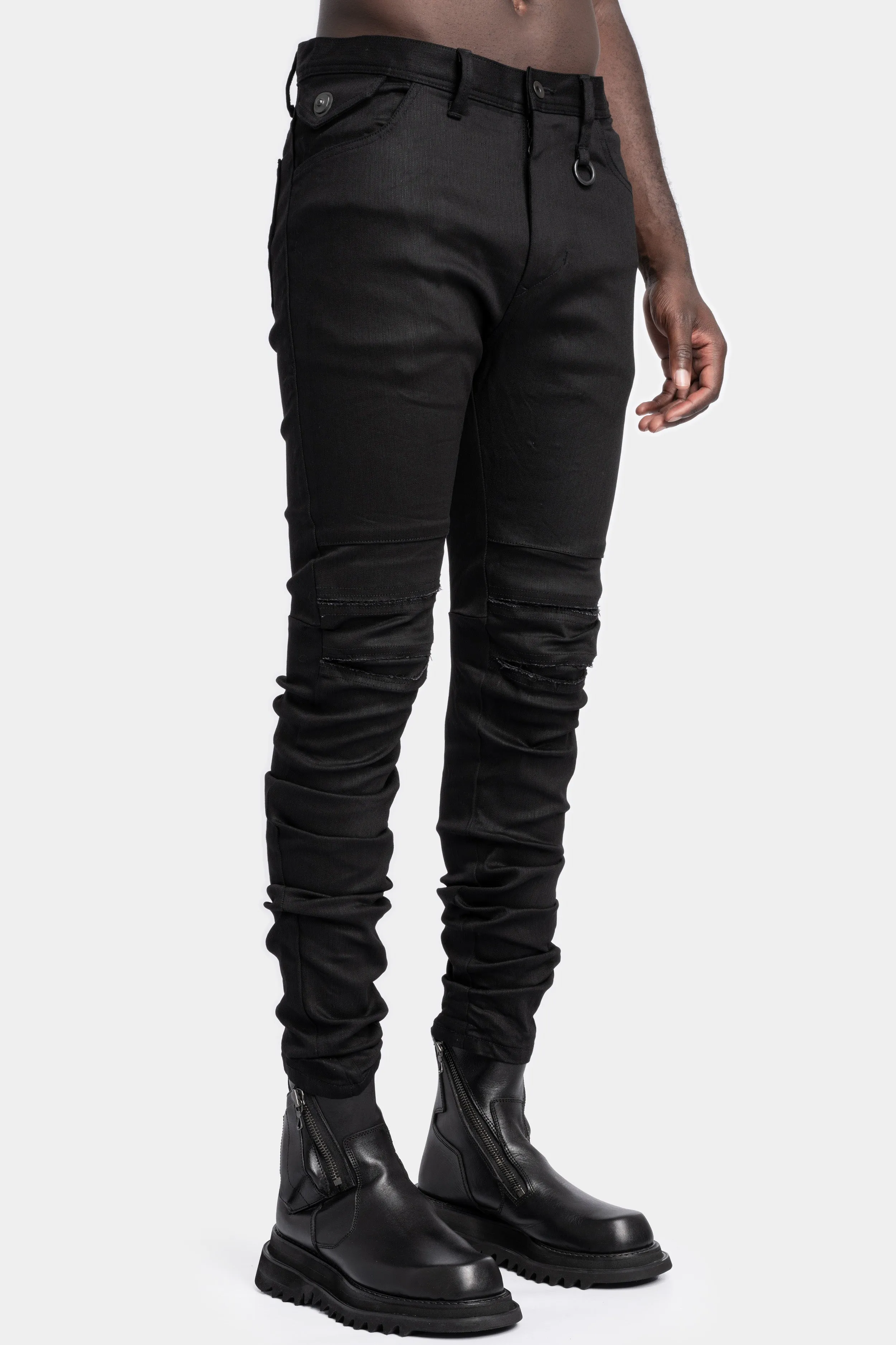 Folded split knee jeans