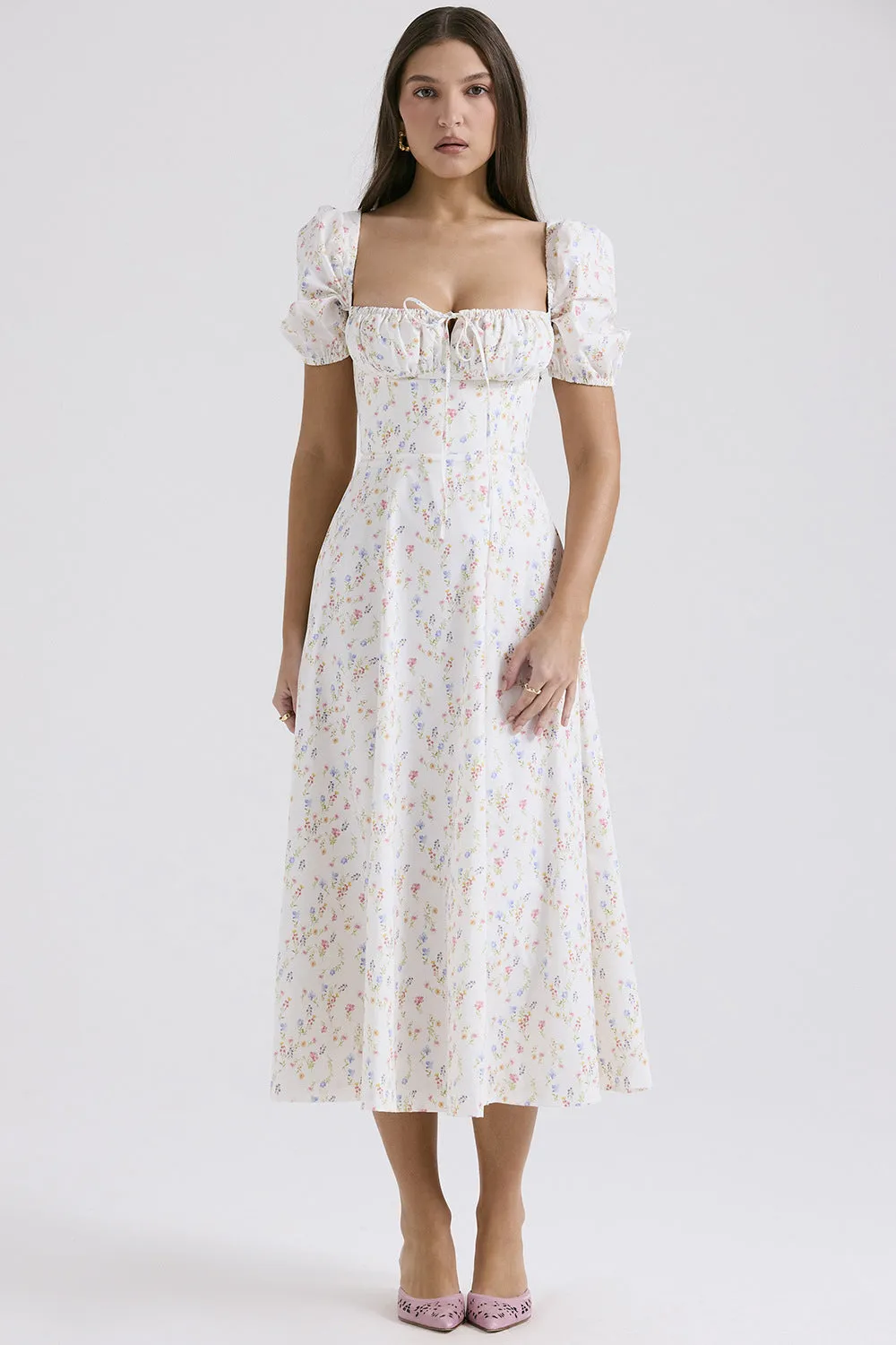 French halter floral dress