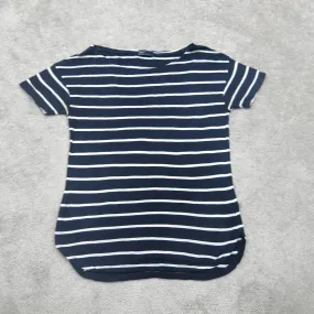 GAP Womens T Shirt Top Striped Short Sleeves Boat Neck White Blue Size XS