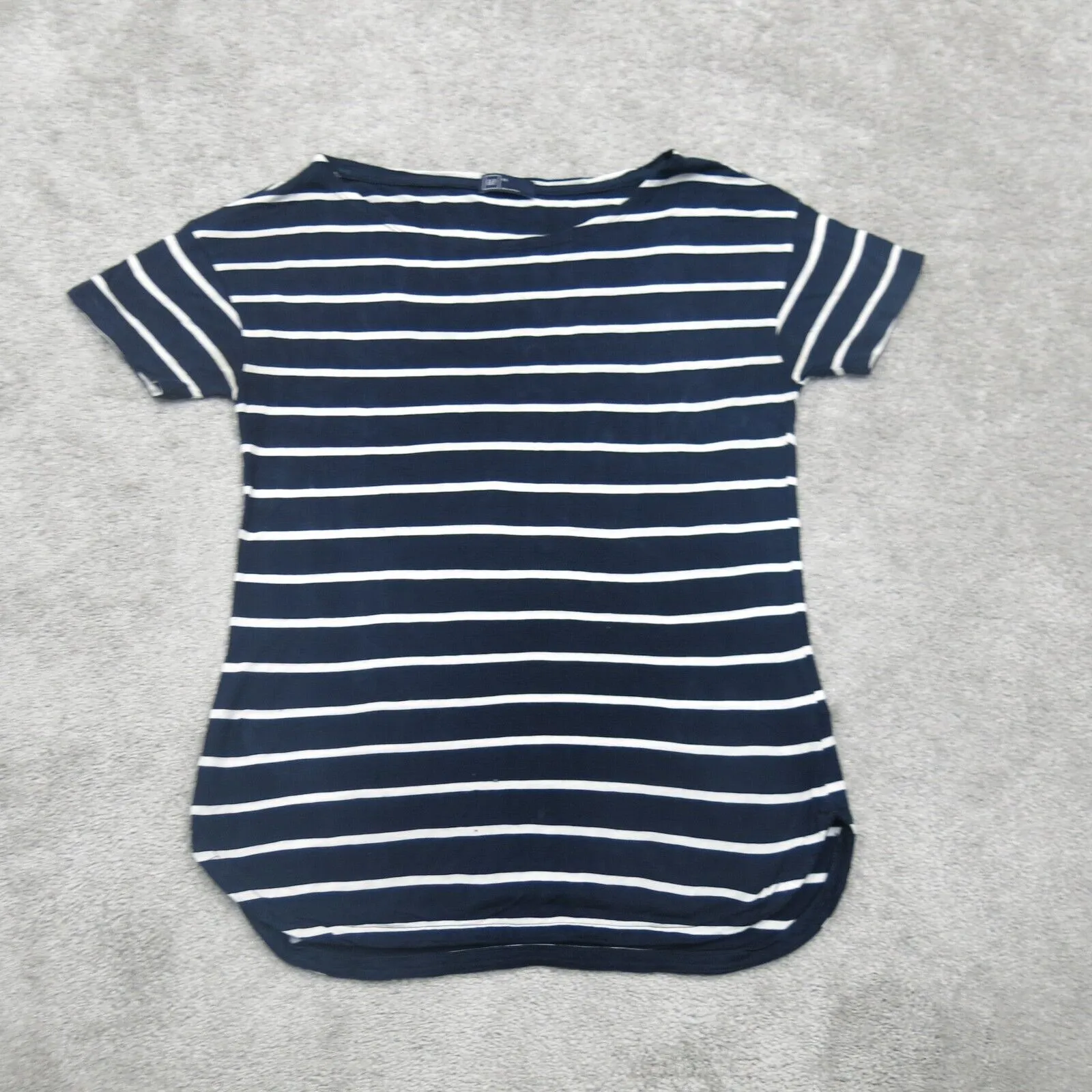 GAP Womens T Shirt Top Striped Short Sleeves Boat Neck White Blue Size XS