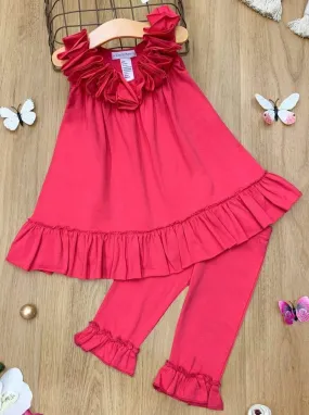 Girls Ruffled Tunic and Capri Legging Set