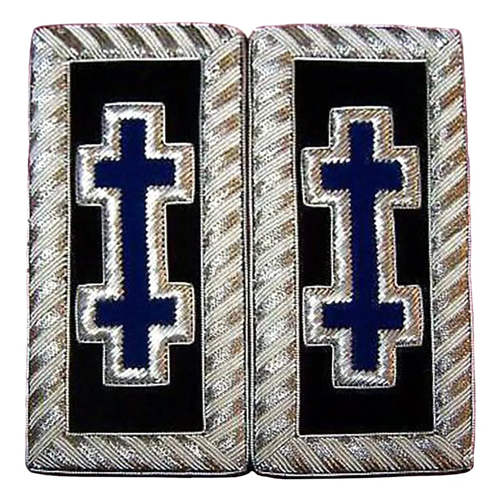 Grand Encampment Knights Templar Commandery Frock Coat Shoulder Board - Blue Bullion Embroidery