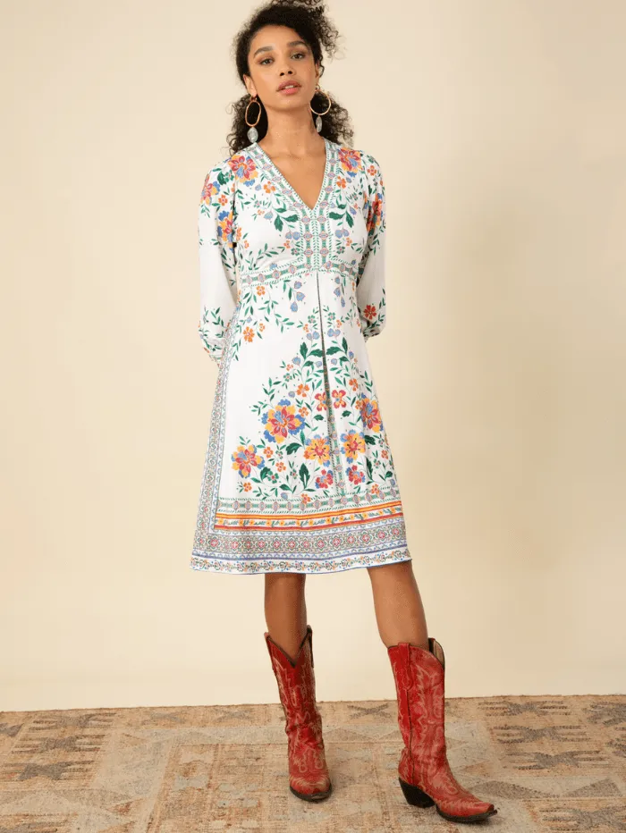 Hale Bob NAYELI Ivory Patterned Midi Dress 46GD624D