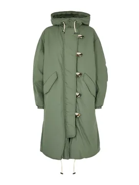 Hooded cotton-blend coat