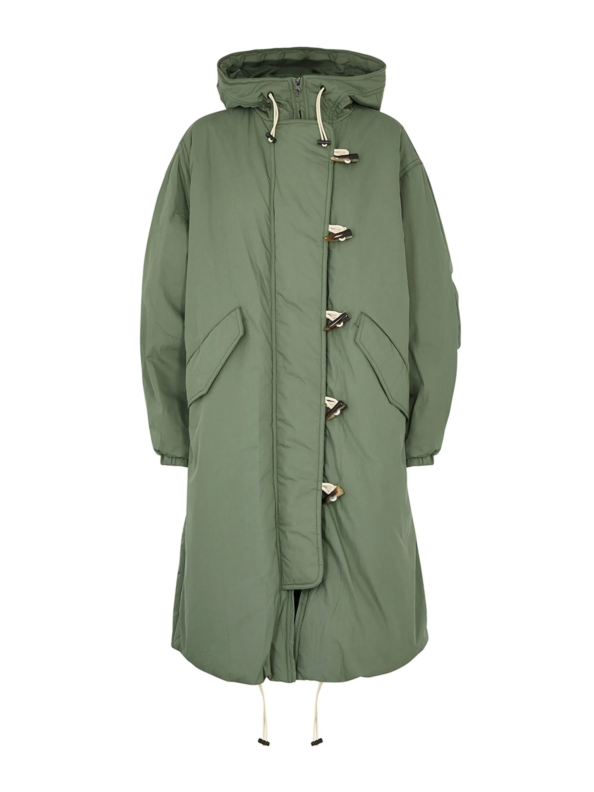 Hooded cotton-blend coat