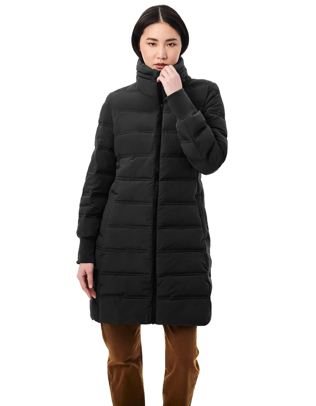 Horizontal Quilt Puffer Jacket - Black