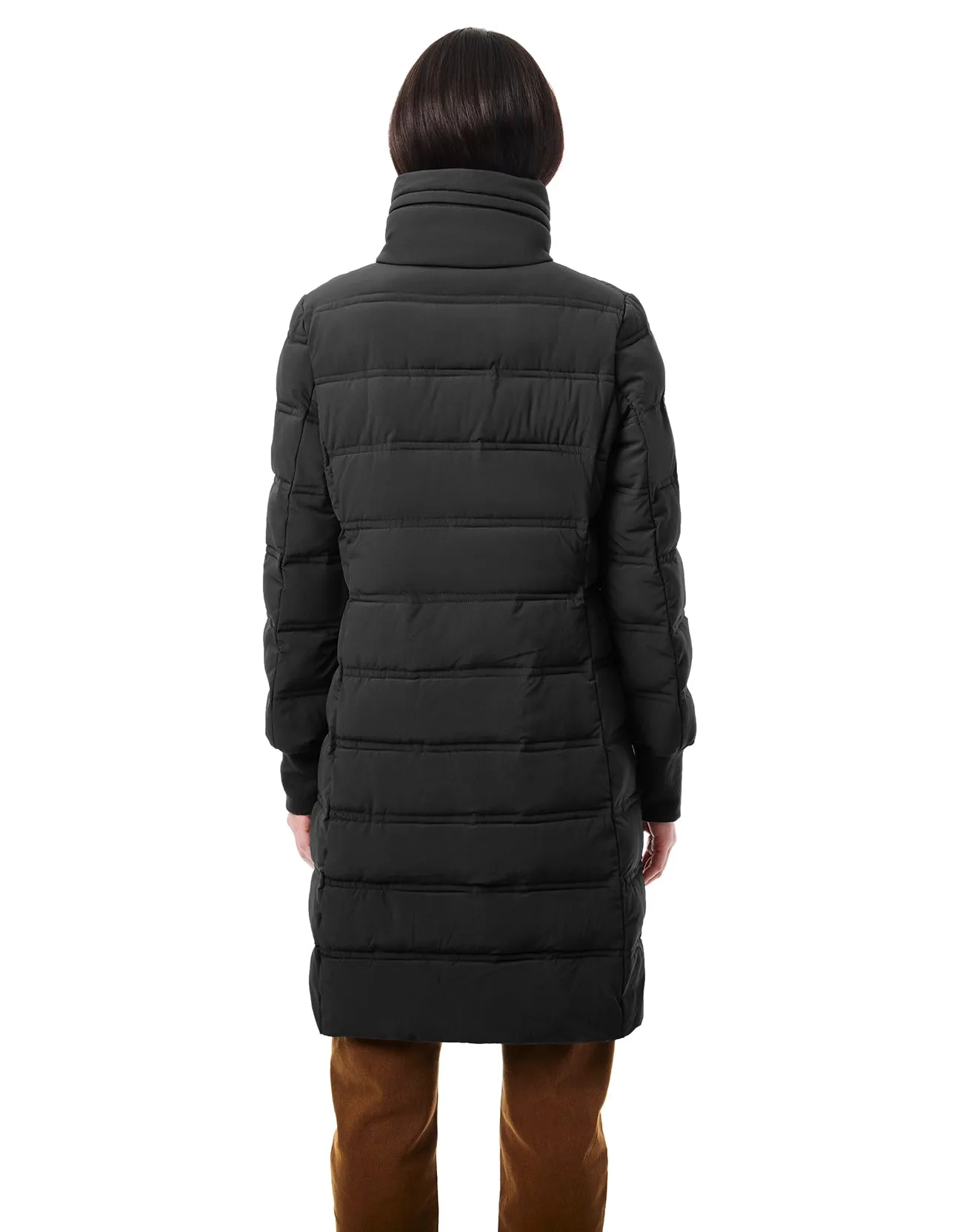 Horizontal Quilt Puffer Jacket - Black