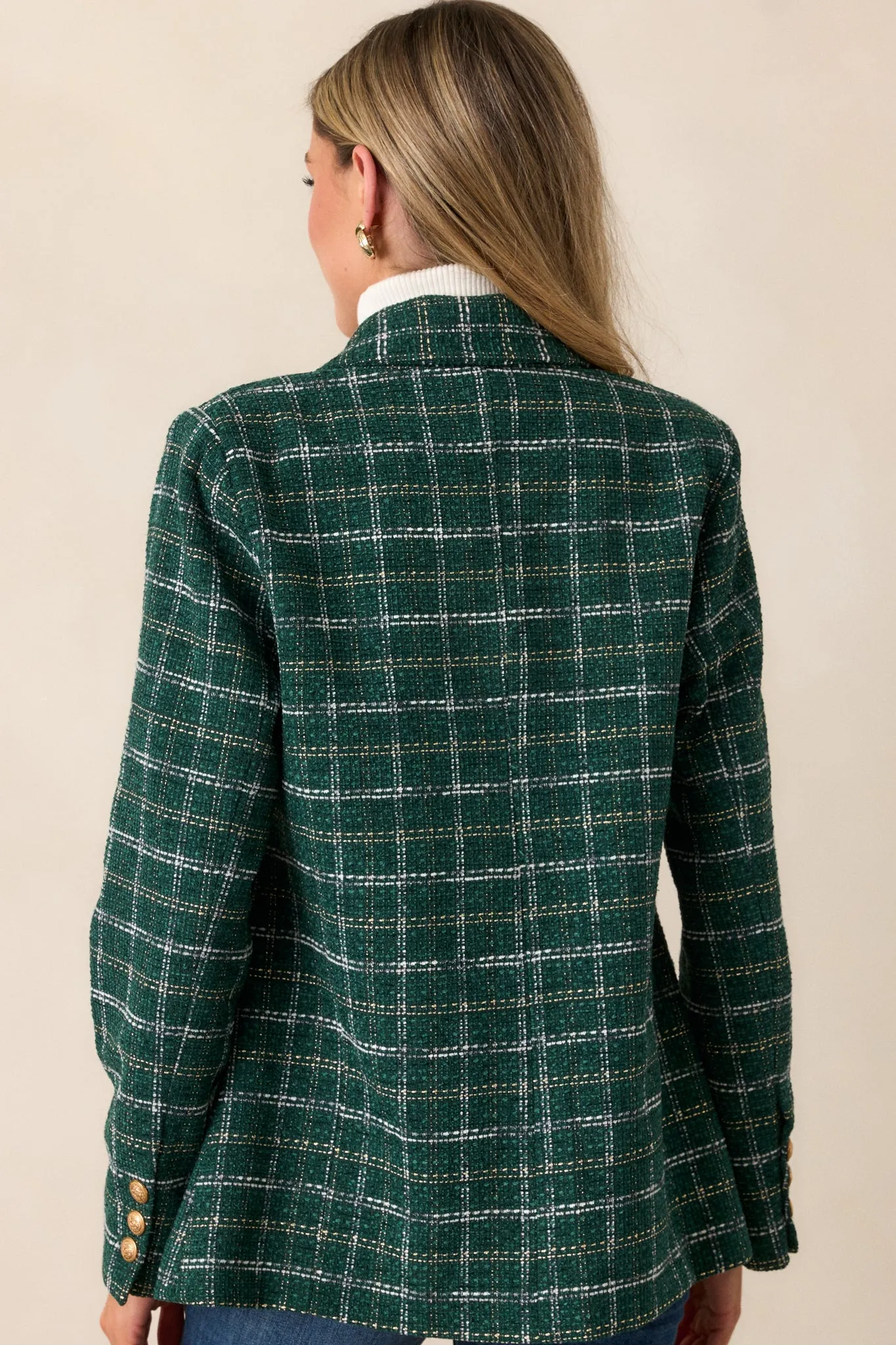 In The Stillness Forest Green Tweed Coat