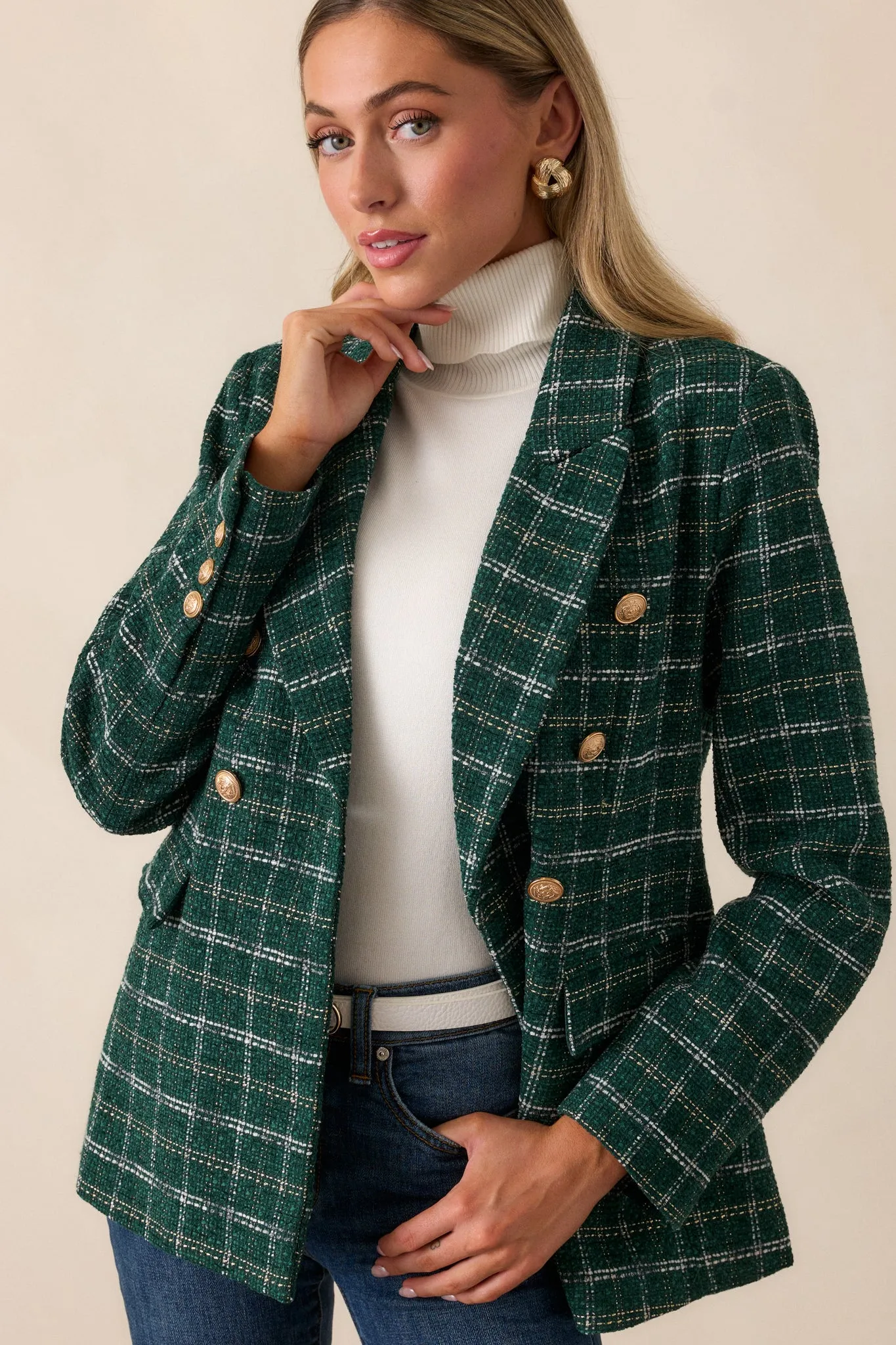 In The Stillness Forest Green Tweed Coat