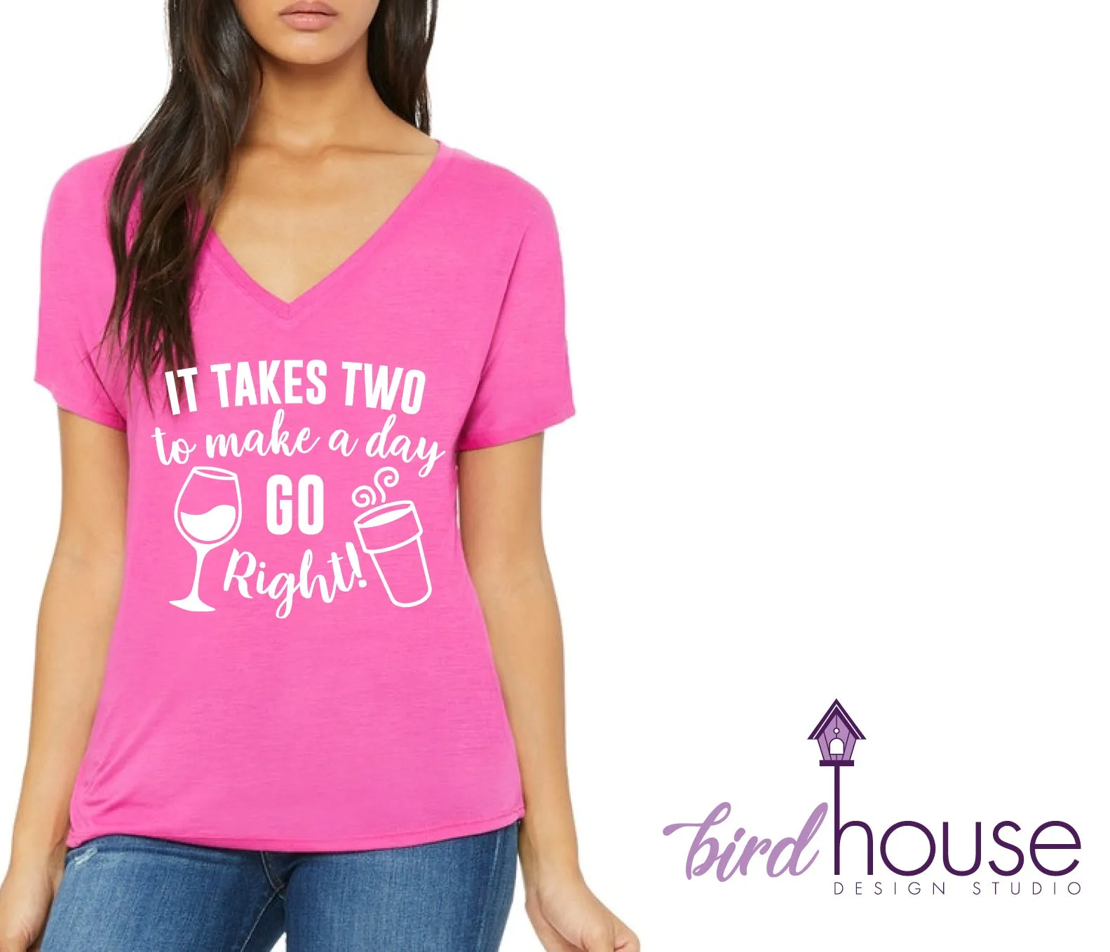 It Takes Two to make a day Go right Wine & Coffee Shirt, Funny Cute Shirt