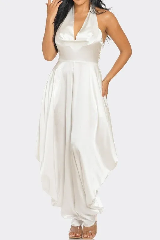 Ivory White Halter Style Serenity Jumpsuit