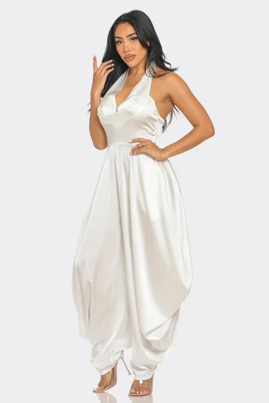 Ivory White Halter Style Serenity Jumpsuit