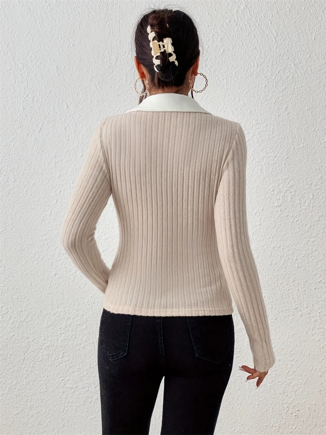 Johnny Collar Long Sleeve Top