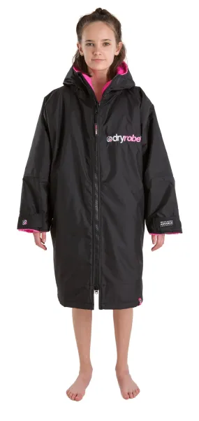 Kids Dryrobe Long Sleeve Changing Robe - Black/ Pink