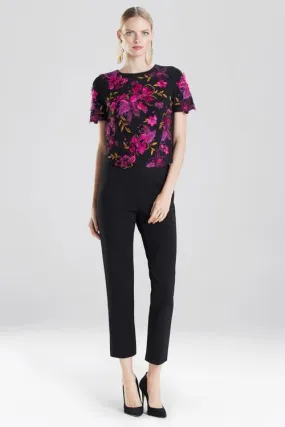 Knit Crepe Embroidered Top