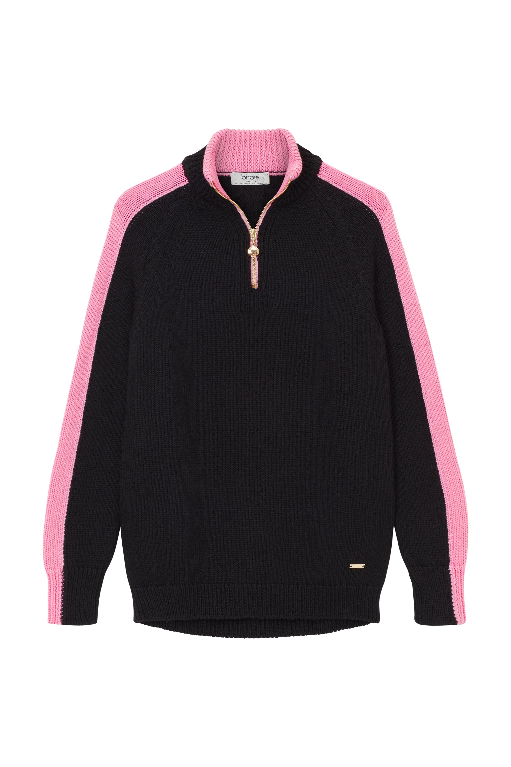 Ladies Birdie Apres jumper in black & soft pink