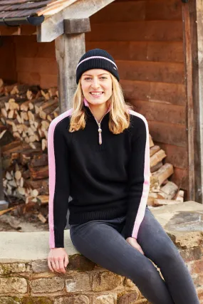 Ladies Birdie Apres jumper in black & soft pink