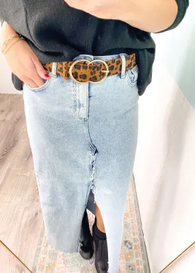 Leopard Faux Fur Double Ring Belt