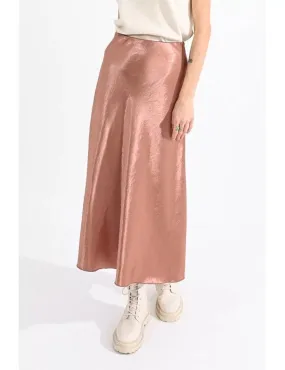 Long Satin Skirt - Pink