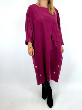 Made in Italy Lagenlook Matsu Button Cord Tunic in Wine. code 91805