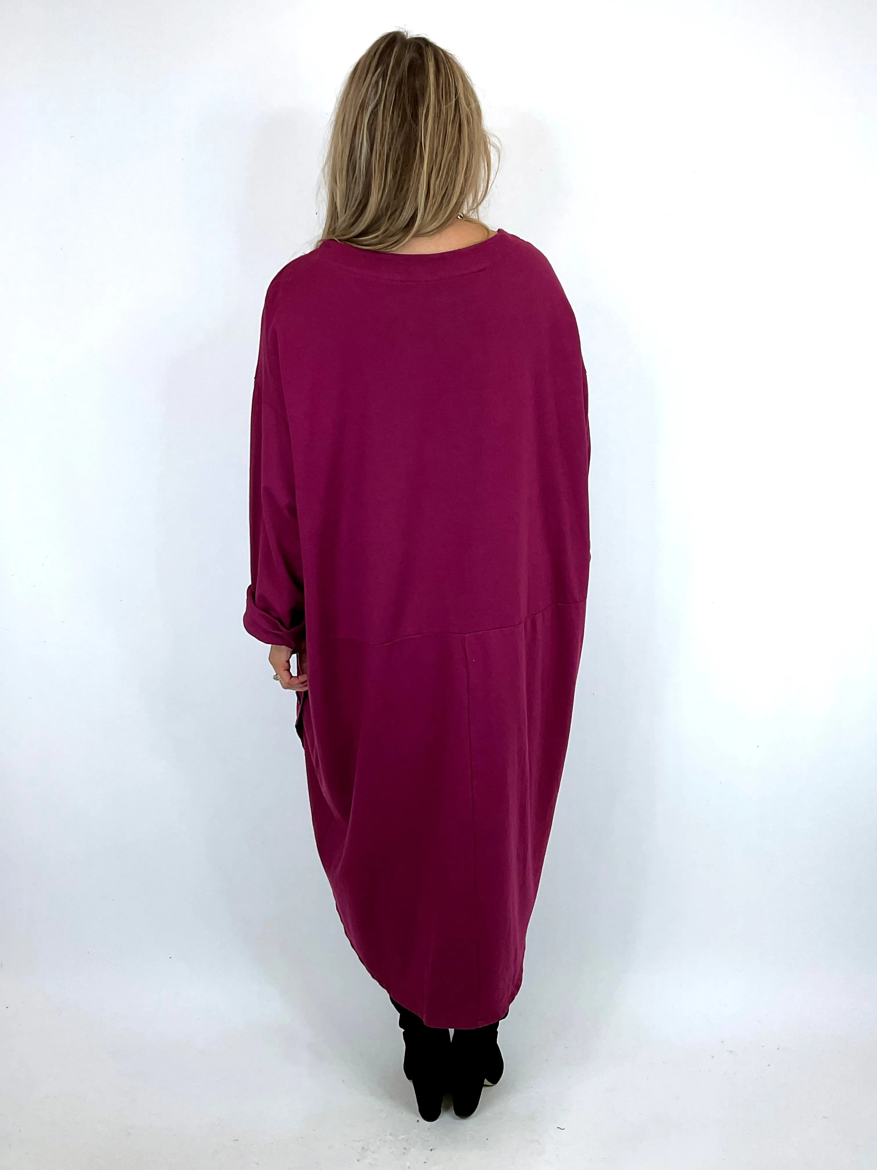 Made in Italy Lagenlook Matsu Button Cord Tunic in Wine. code 91805