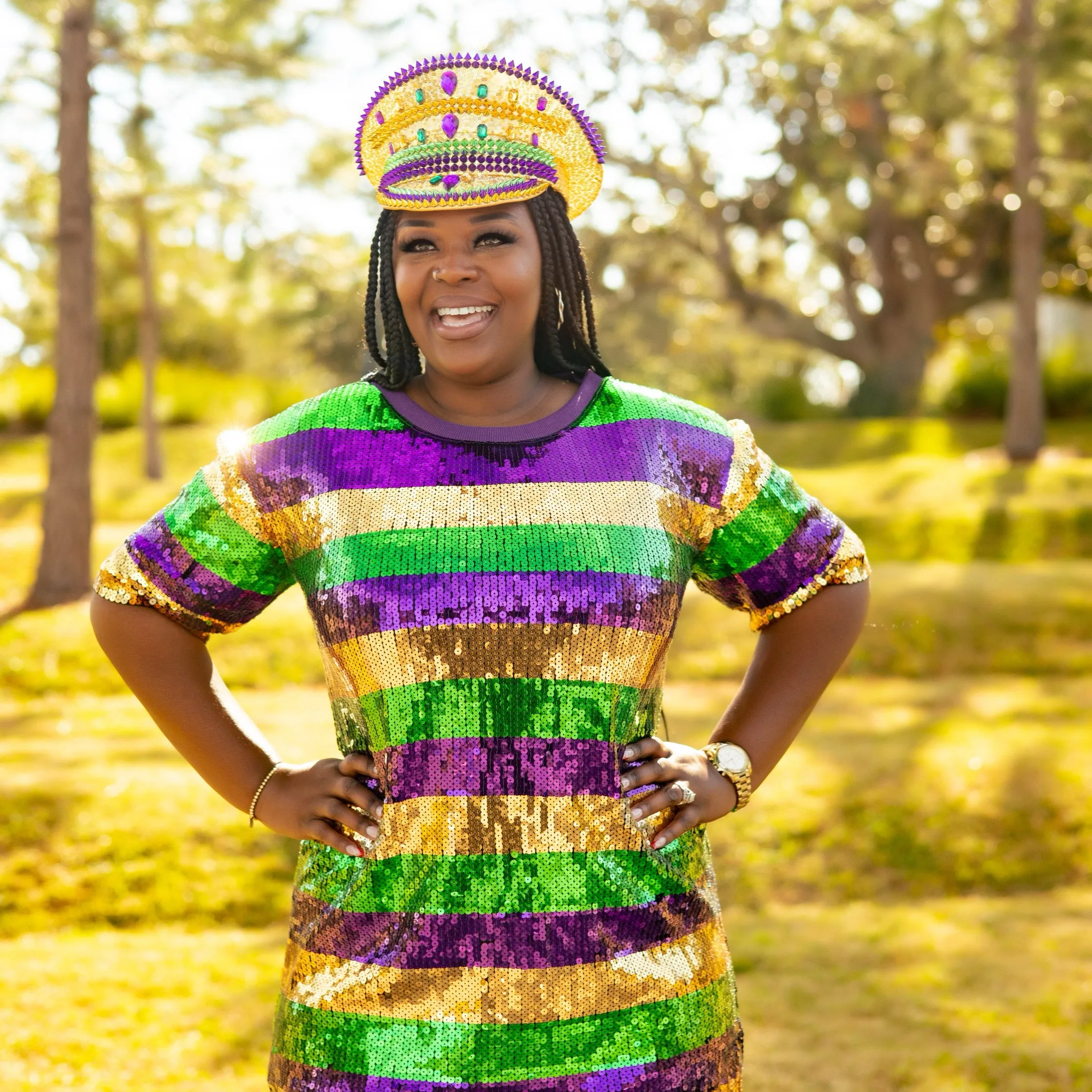 MARDI GRAS SEQUIN STRIPED TUNIC/DRESS