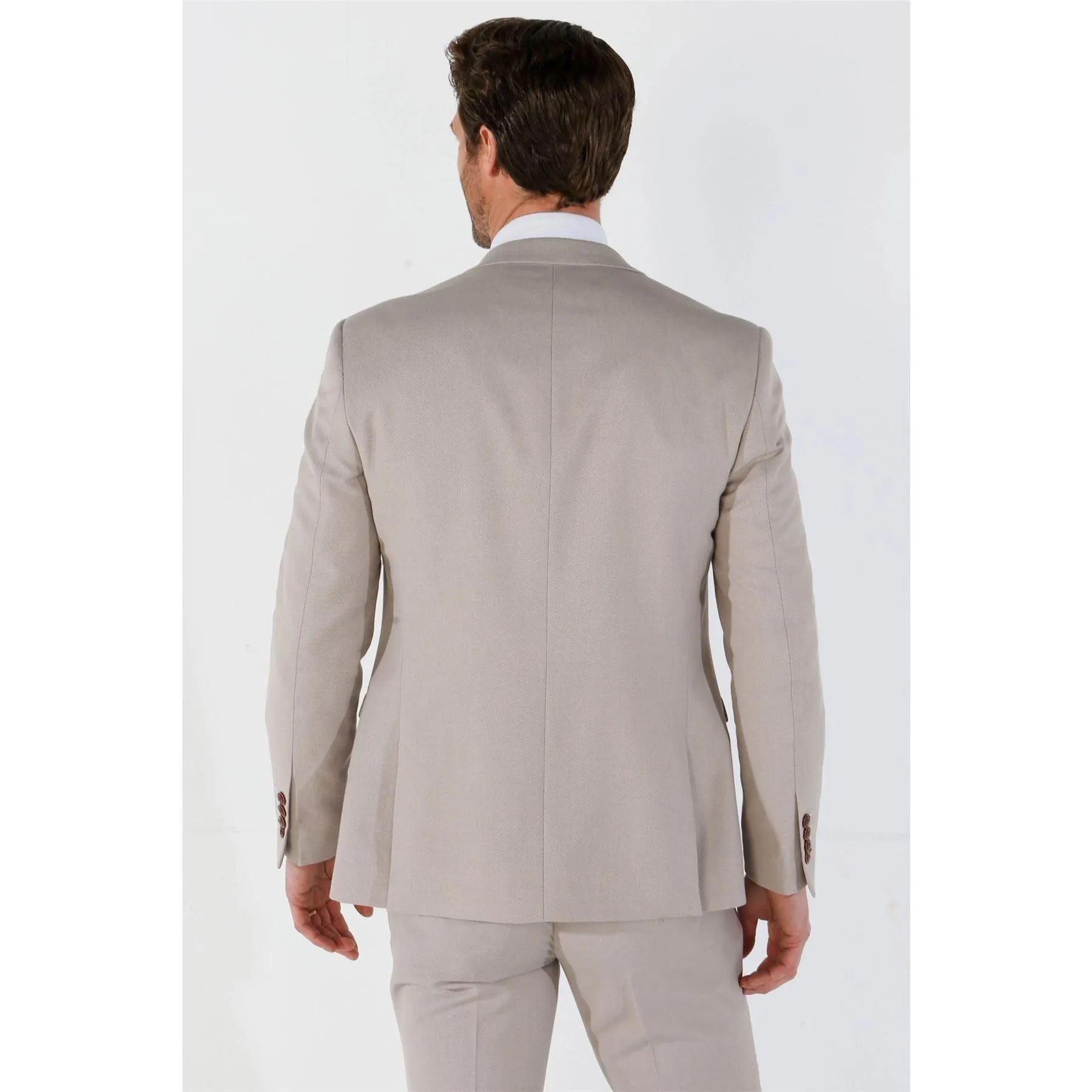 Men's Blazer Beige Birdseye Sport Coat Tailored Fit Summer Suit Jacket