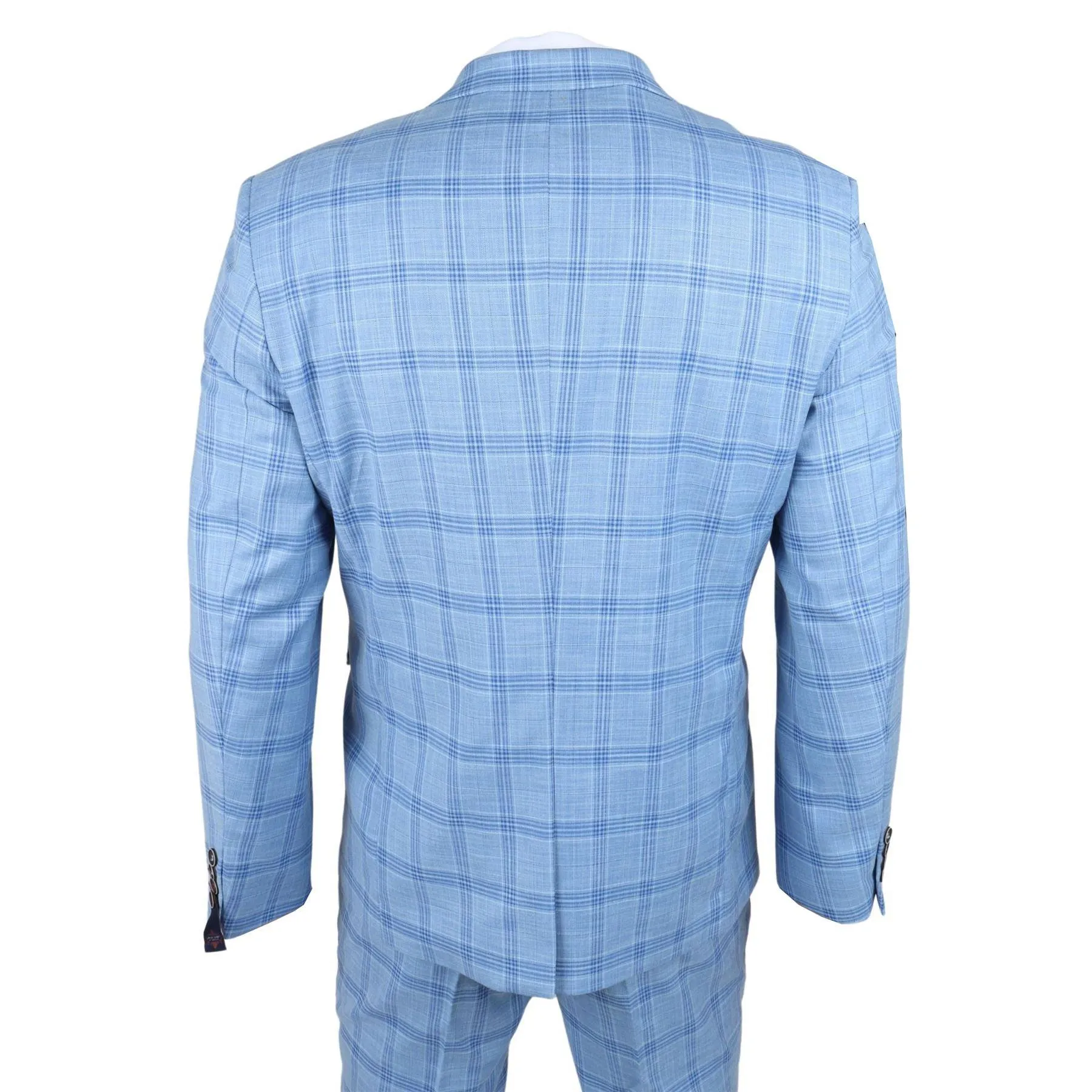 Men's Blazer Light Blue Checked Classic Sport Coat Plaid Tailored Fit