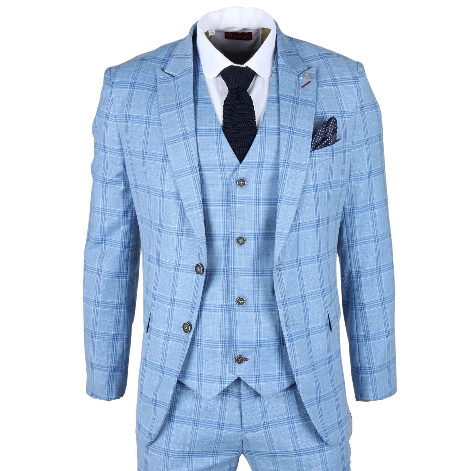 Men's Blazer Light Blue Checked Classic Sport Coat Plaid Tailored Fit