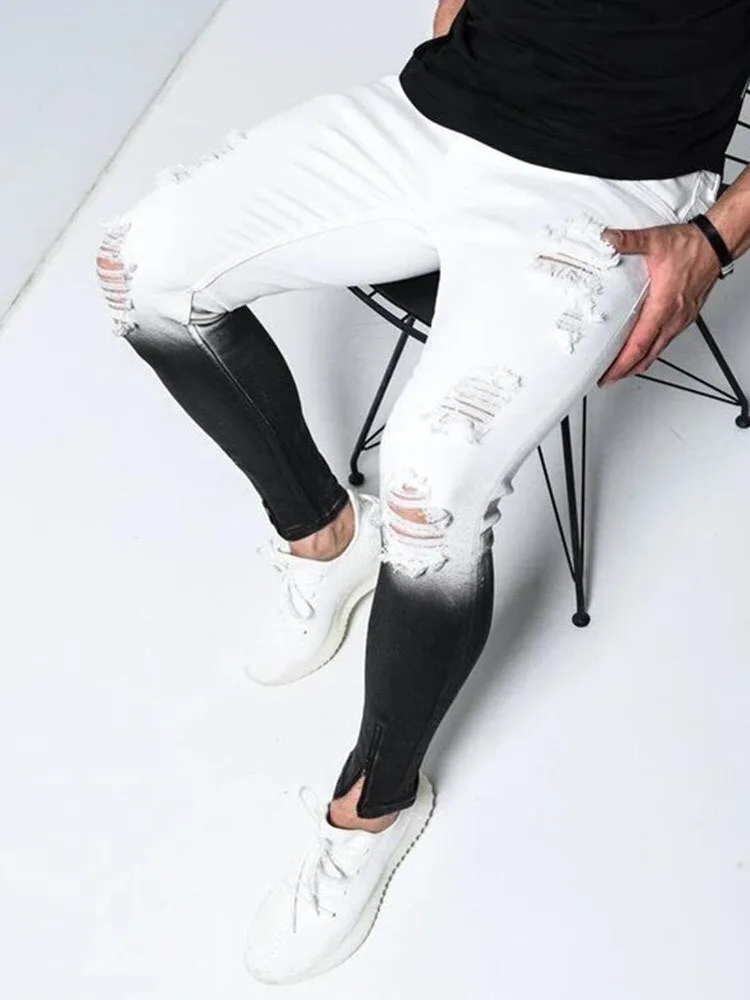 Men's Skinny Stretch Ripped Slim Fit Denim Jean