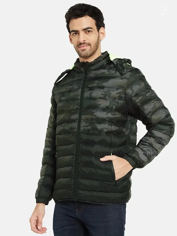 Mettle Men Charcoal Camouflage Puffer Jacket