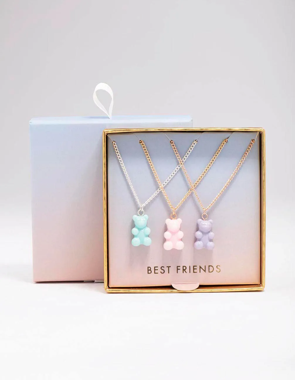 Mixed Metal Pastel Teddy Necklace 3-Pack