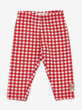 Monnalisa Baby Girls Gingham Teddy Patch Leggings in Red