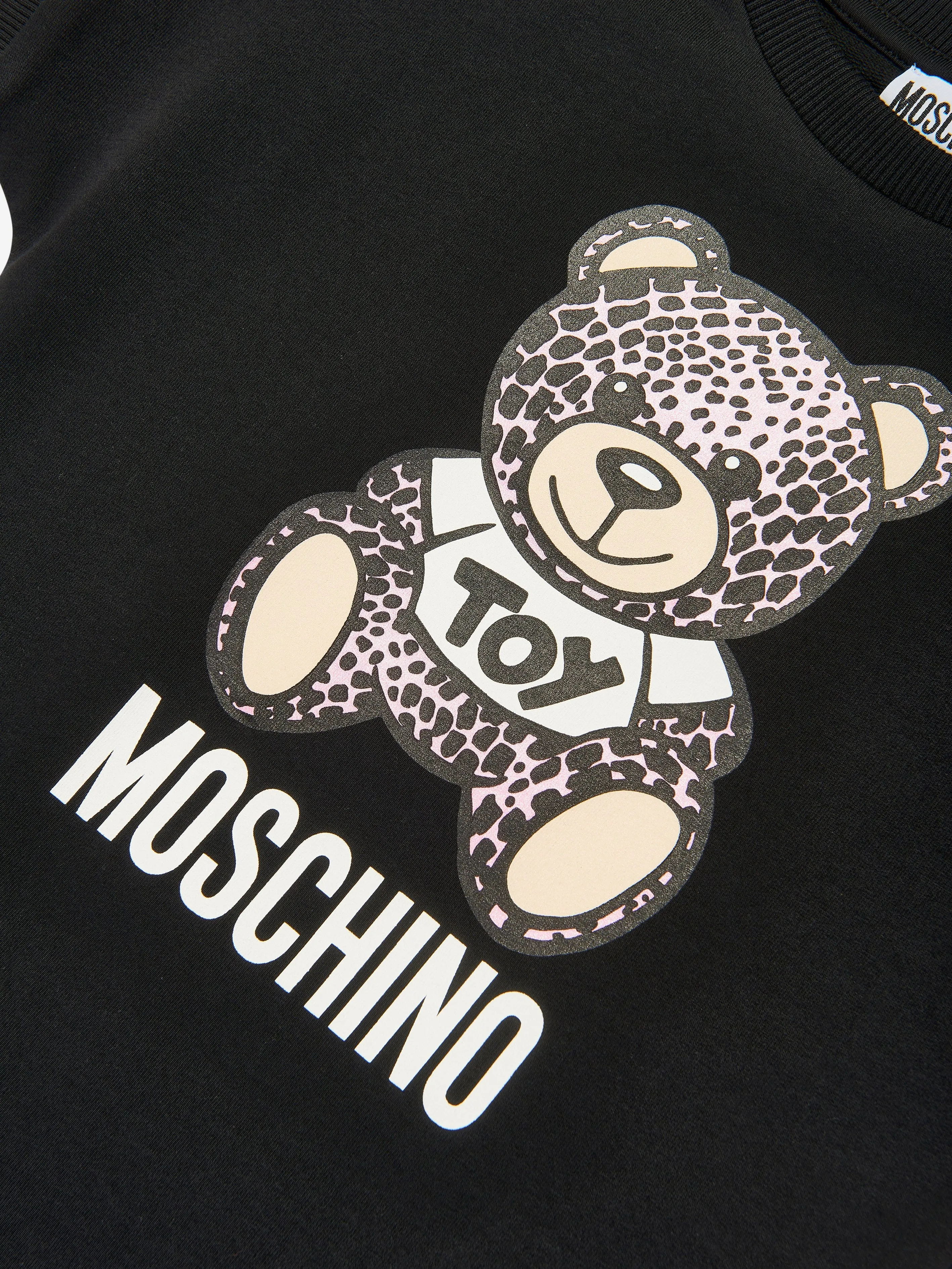 Moschino Girls Teddy Logo Jersey Dress in Black