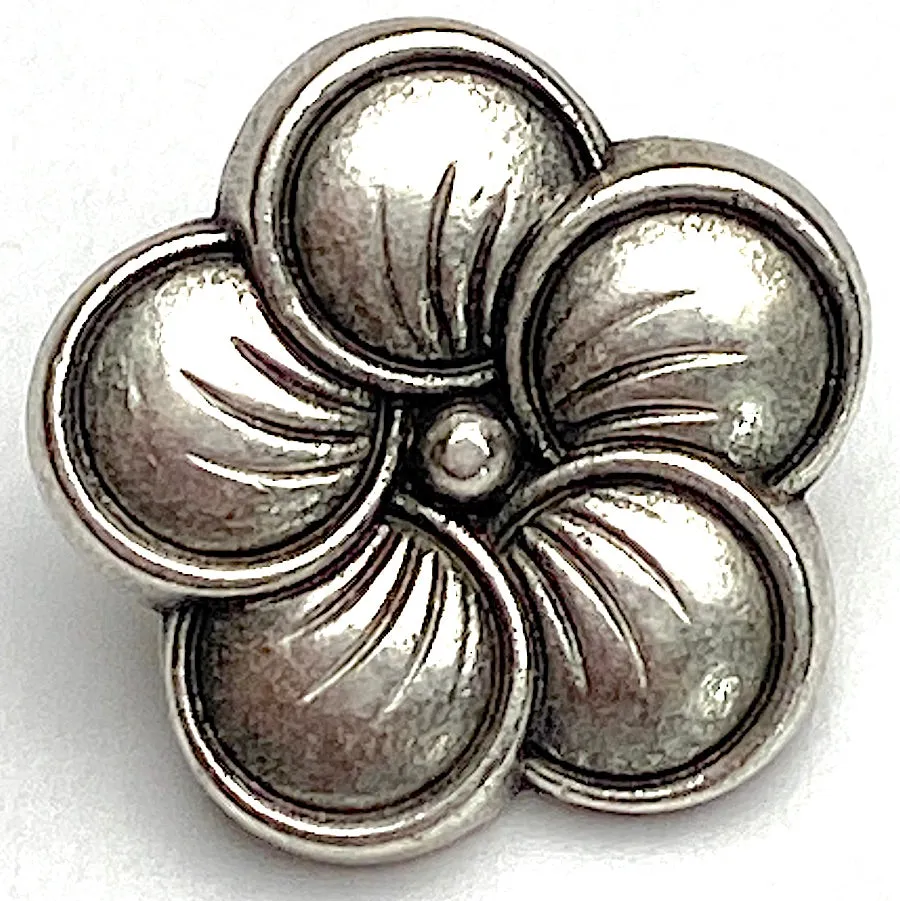 Neroli Flower Antique Silver 5/8" Shank Back Metal Button 15mm  #FJ-42