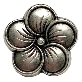 Neroli Flower Antique Silver 5/8" Shank Back Metal Button 15mm  #FJ-42