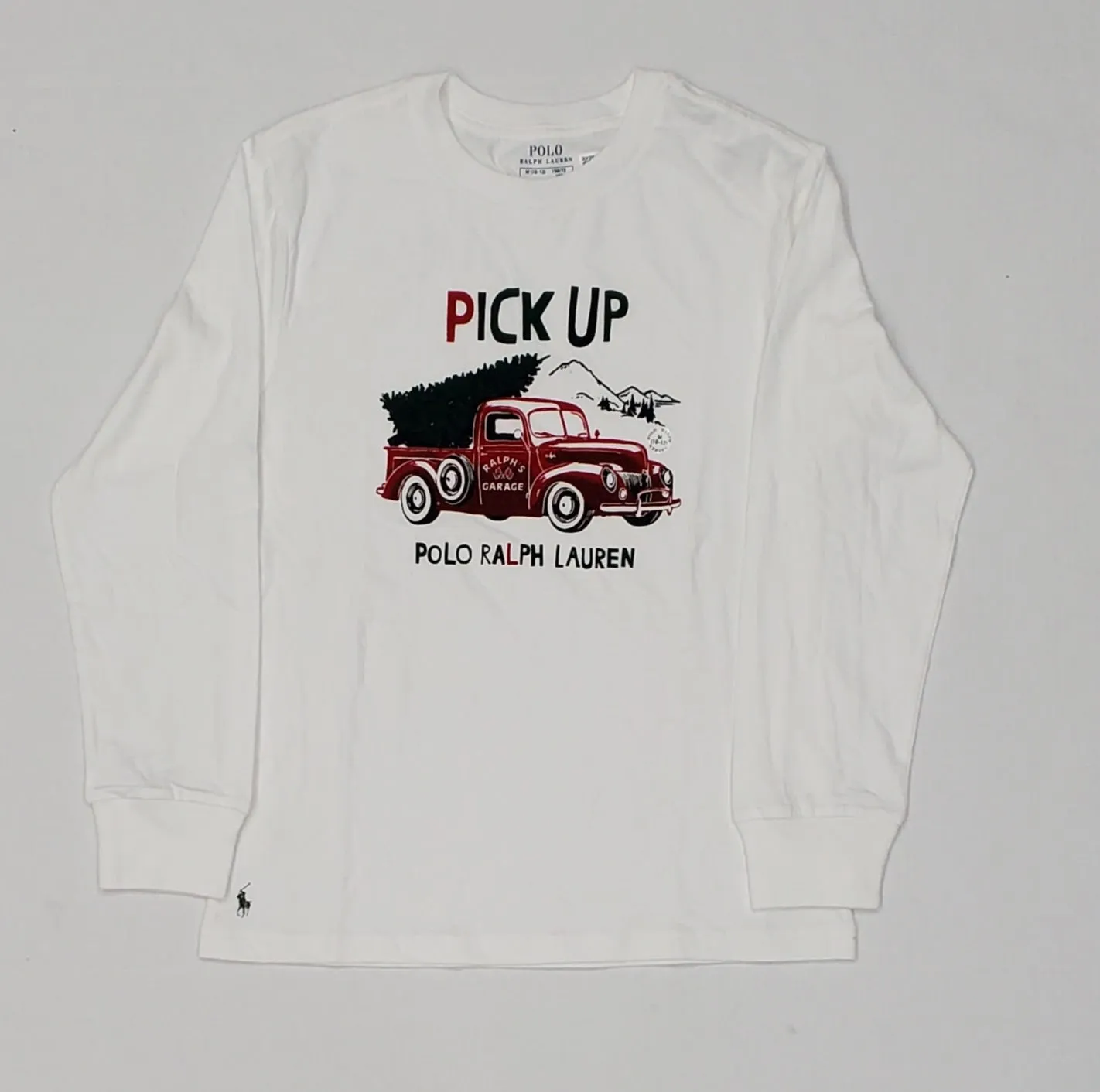 Nwt Kids Polo Ralph Lauren White Pick Up Truck L/s Tee