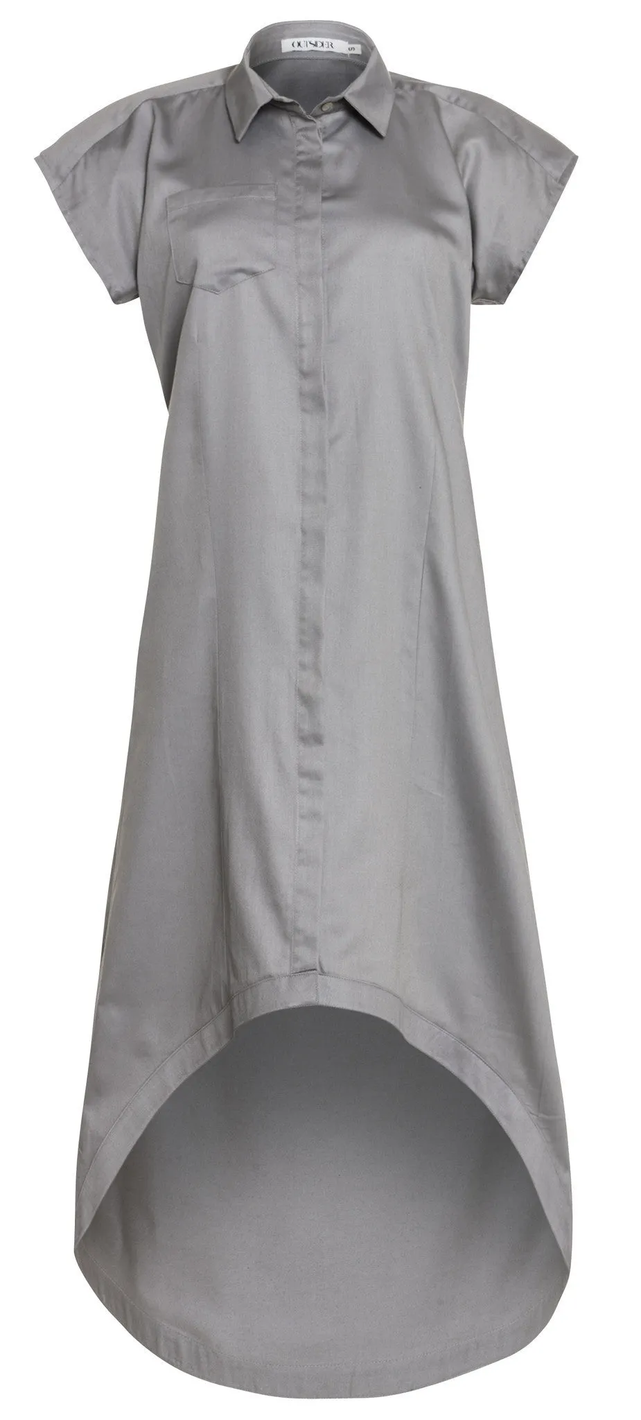 Outsider maxi shirt dress organic cotton in grey