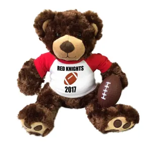 Personalized Football Teddy Bear - 13" Brown Vera Bear