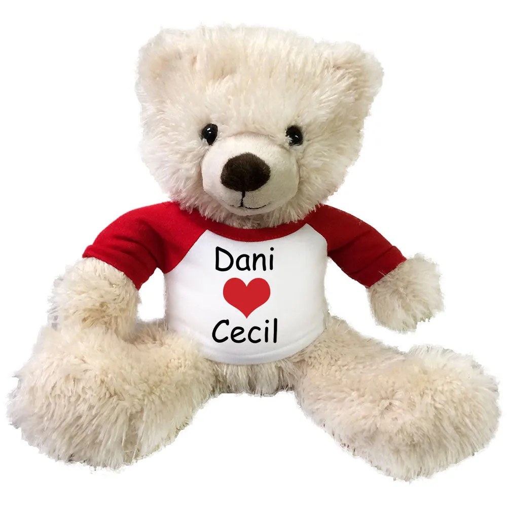 Personalized Valentine Teddy Bear - 14" Cream Tummy Bear