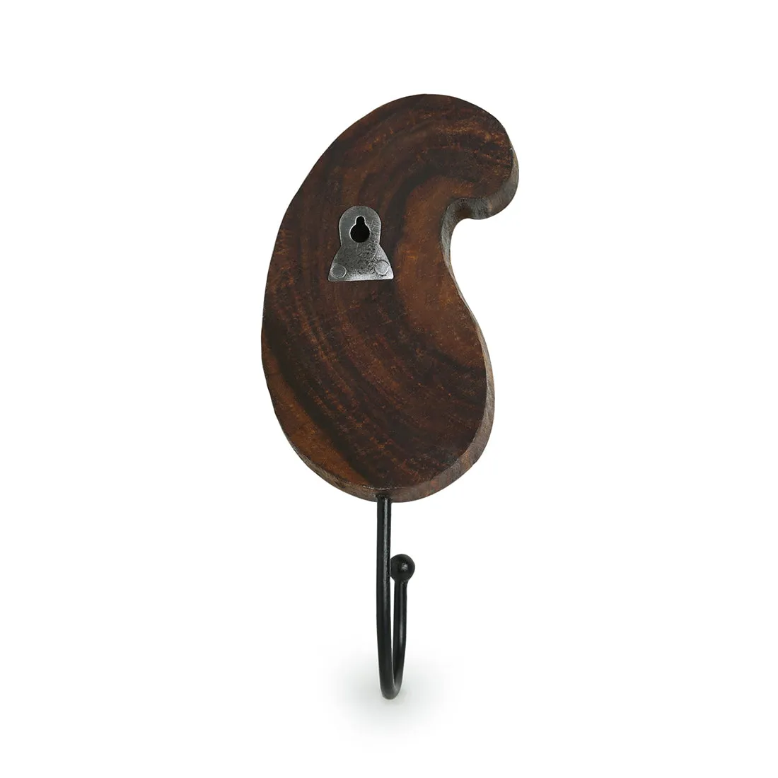 'Pleasant Paisley' Hand-Carved Block Wall Hook & Towel Holder In Sheesham Wood