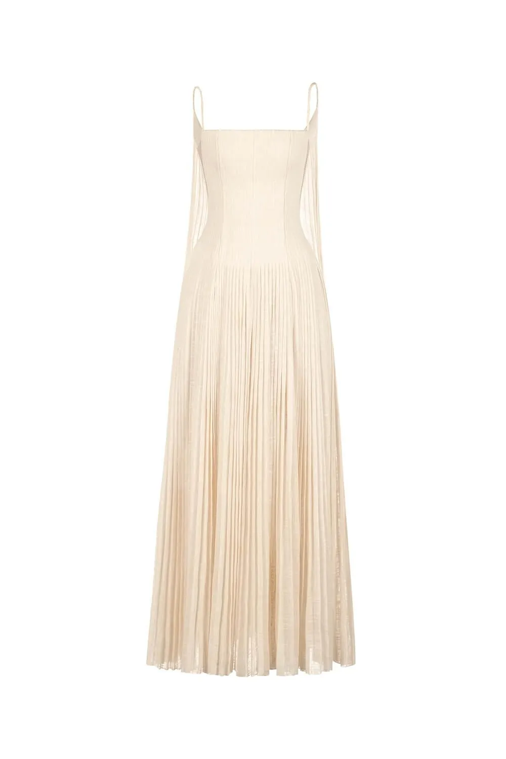 Pleated Linen Maxi Dress