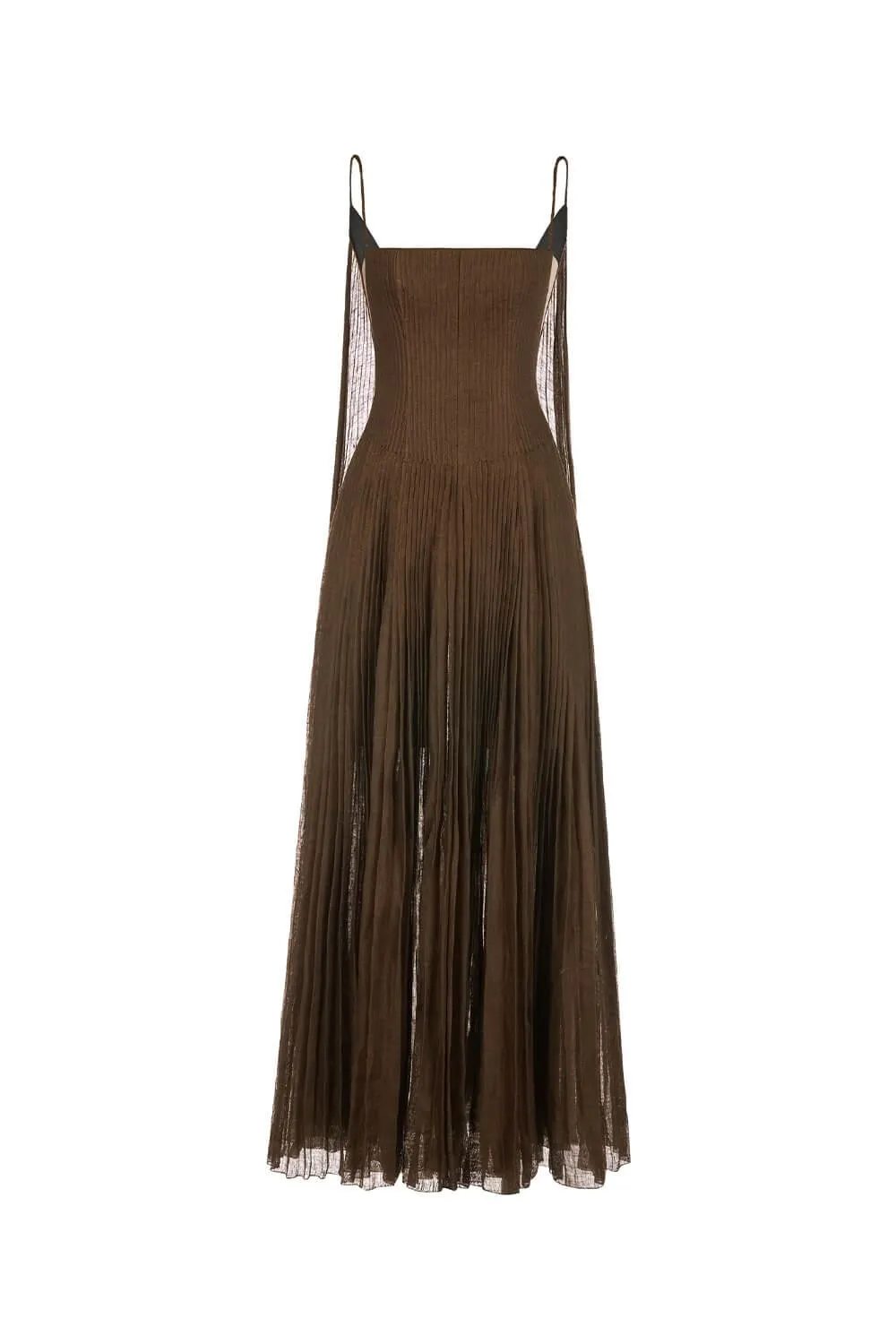 Pleated Linen Maxi Dress