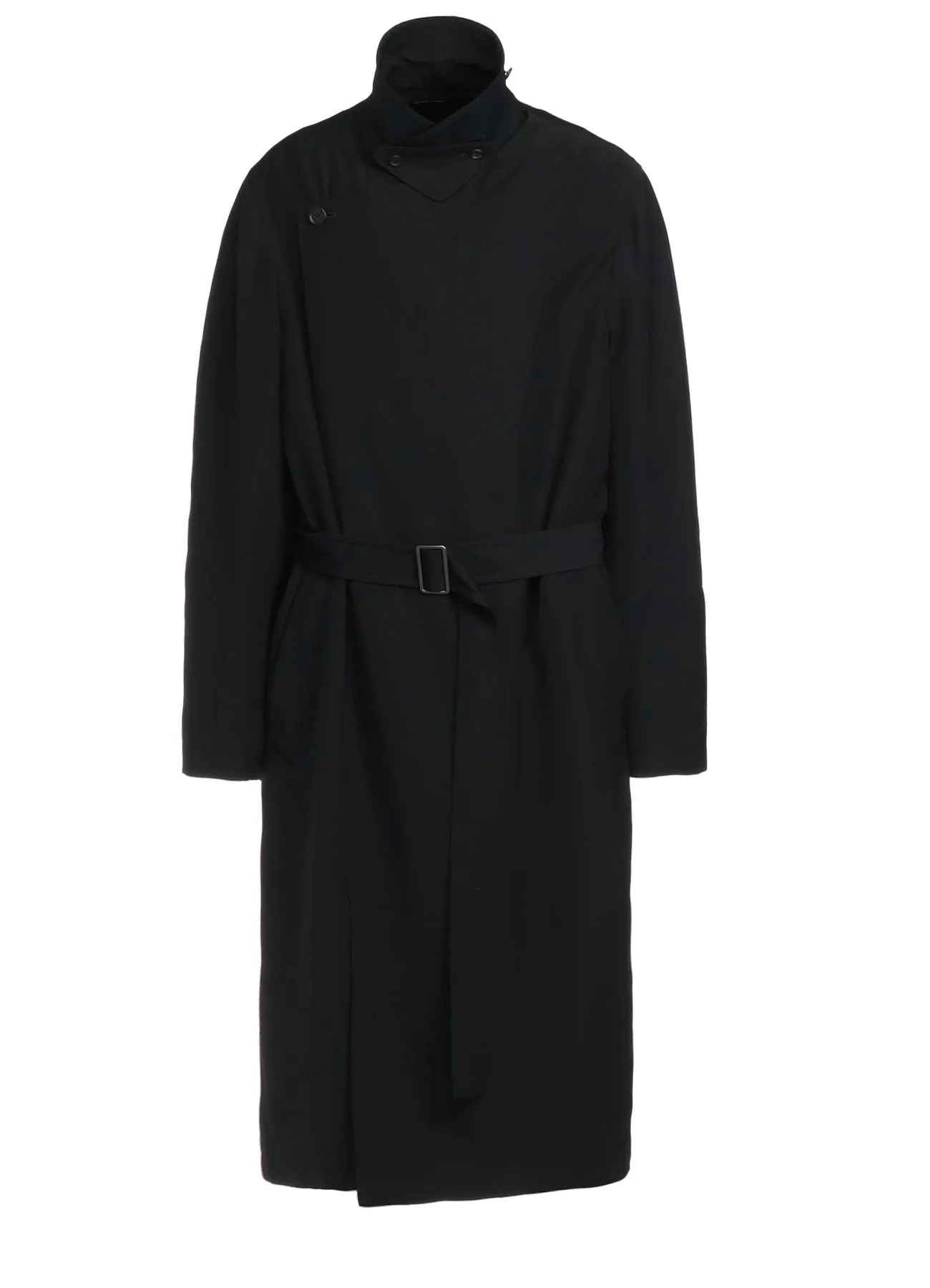 POLYESTER GABARDINE DOUBLE-BREASTED COAT WITH DOUBLE-TAILORED LEFT FRONT