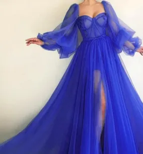 Princess Prom Dresses,Royal Blue Formal Evening Dresses     fg758