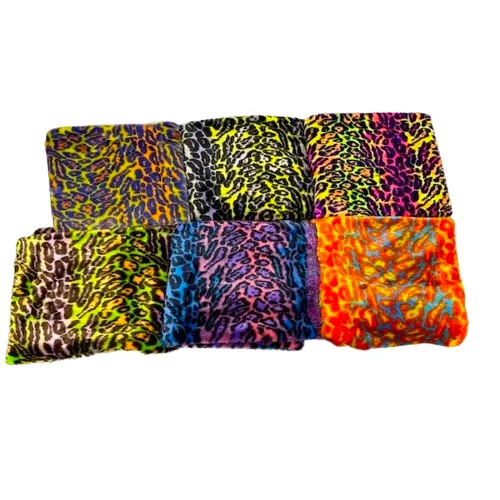 Purple | Lime Green Neon Rainbow Multicolor Leopard Print Faux Fur Fabric